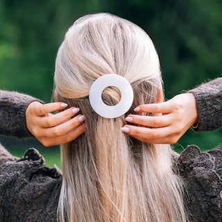 Teleties Coconut White Small Flat Open Circle Hair Clip
