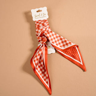 Twirl & Tie Scarf Accessory-Gingham Orange