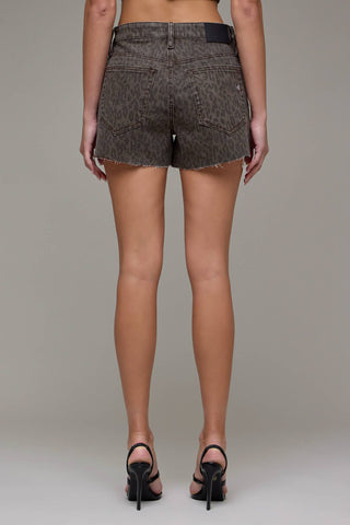Brown Cheetah High Rise 3" Inseam Shorts by Hidden Denim