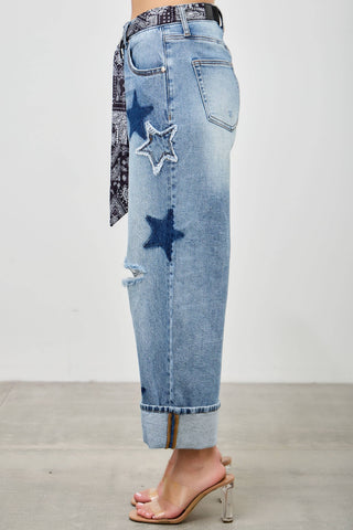 Star-Struck High Rise Cuffed Love Curve Barrel Jeans