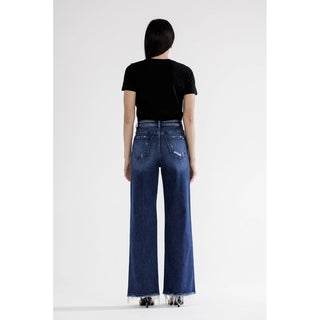 Mica Denim Super High Rise Seam Front Wide Leg Jeans