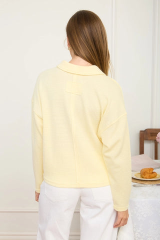 Lightweight Exposed Seam Long Sleeve Textured Knit Polo - 3 Colors!