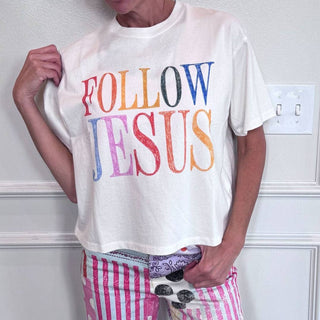 Follow Jesus Sketch Crop Tee
