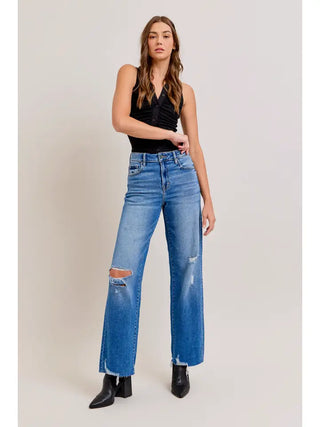 Hidden Jeans Medium Dark Distressed Stretch Dad Jean