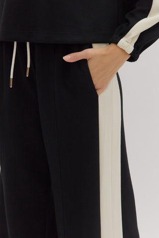 Black/Ivory Contrast Long Sleeve Wide Leg Pant Set
