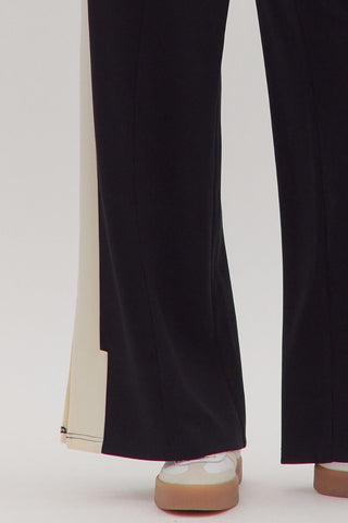 Black/Ivory Contrast Long Sleeve Wide Leg Pant Set