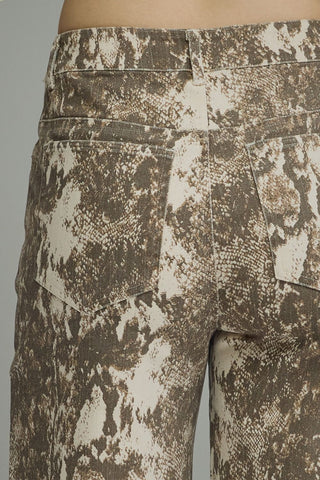 Snake Print Cropped Wide Leg Pants
