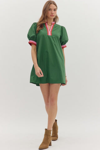 Hunter Green Dress w/ Multicolor Band Accents Grace & Grit Boutique Hunter Green Dress w/ Multicolor Band Accents Grace & Grit Boutique