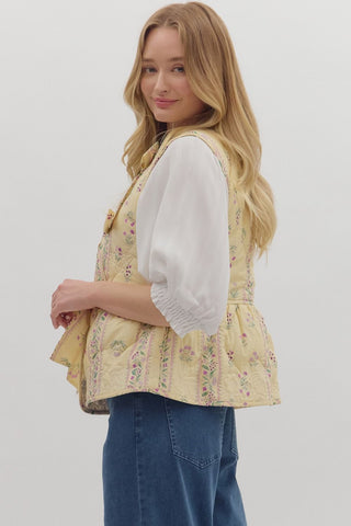 Quilted Peplum Vest w/ Front Ties