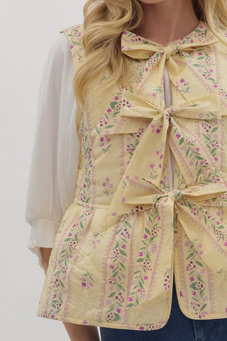 Quilted Peplum Vest w/ Front Ties