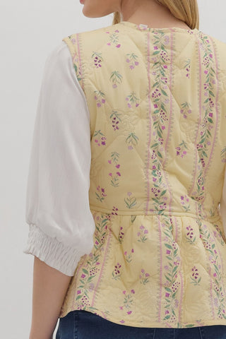 Quilted Peplum Vest w/ Front Ties