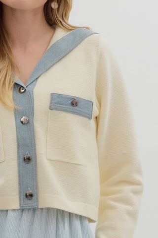 Sailor Collar Crop Top/Jacket