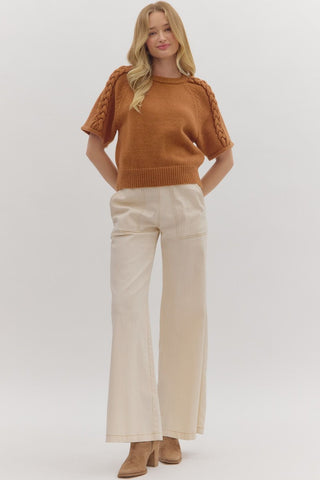 Raglan Sleeve Sweater w/ Braid Detail