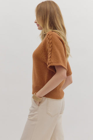 Raglan Sleeve Sweater w/ Braid Detail