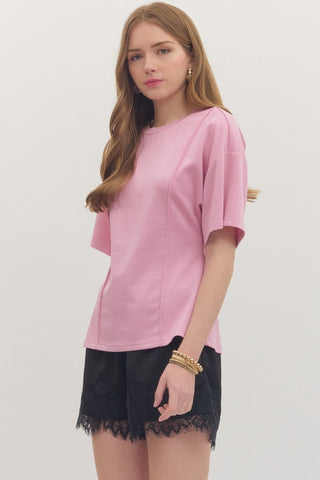 Seam Detail Short Sleeve Top - 3 Colors!
