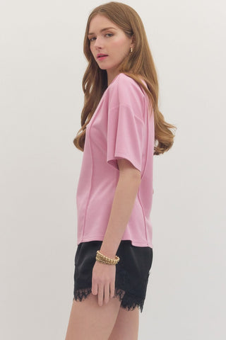 Seam Detail Short Sleeve Top - 3 Colors!