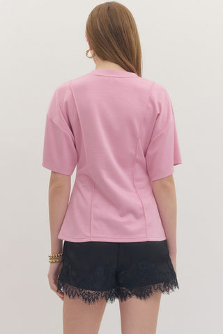 Seam Detail Short Sleeve Top - 3 Colors!