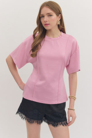 Seam Detail Short Sleeve Top - 3 Colors!