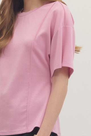Seam Detail Short Sleeve Top - 3 Colors!