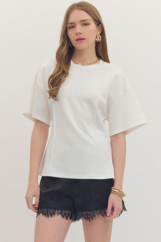 Seam Detail Short Sleeve Top - 3 Colors!