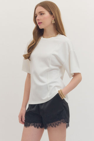 Seam Detail Short Sleeve Top - 3 Colors!