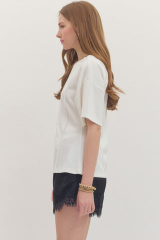 Seam Detail Short Sleeve Top - 3 Colors!