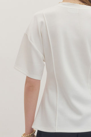 Seam Detail Short Sleeve Top - 3 Colors!