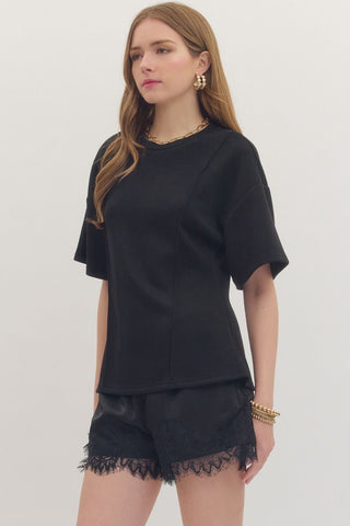 Seam Detail Short Sleeve Top - 3 Colors!