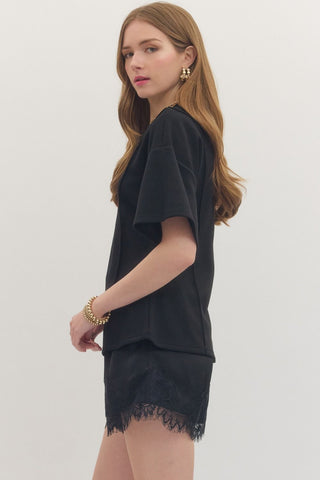 Seam Detail Short Sleeve Top - 3 Colors!