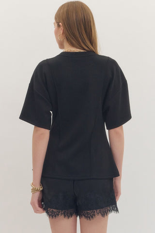 Seam Detail Short Sleeve Top - 3 Colors!