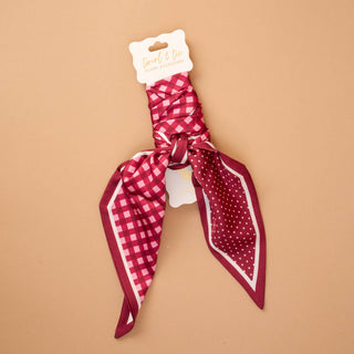 Twirl & Tie Scarf Accessory - Gingham Burgundy