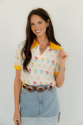 Western Tulip Collared Polo Top