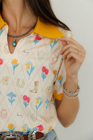 Western Tulip Collared Polo Top