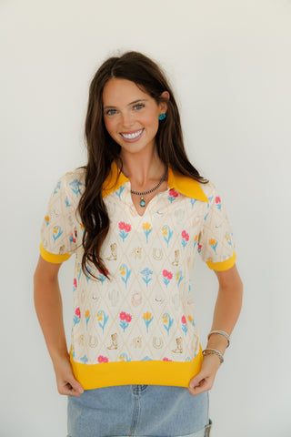 Western Tulip Collared Polo Top