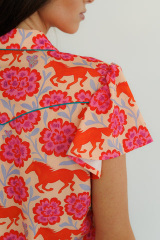 Wild Bloom Flutter Sleeve Button Up Top