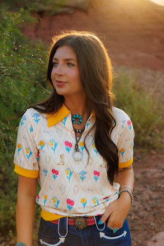 Western Tulip Collared Polo Top