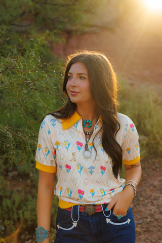 Western Tulip Collared Polo Top