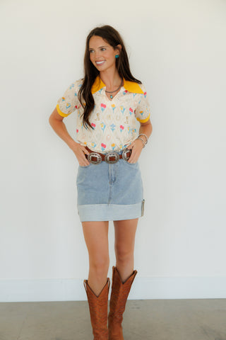Western Tulip Collared Polo Top