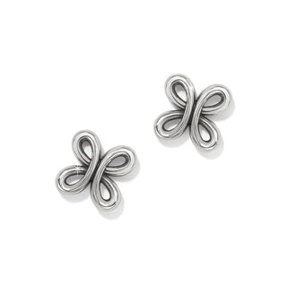 Brighton Interlok Curve Post Earrings is a pair of silver butterfly-shaped earrings 