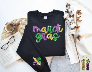 Mardi Gras FAUX Sequin LOOK Sweatshirt