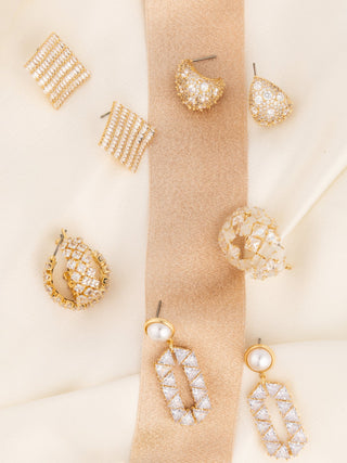 Samira Gold Hoop Earrings w/ Crystal Accents