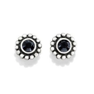 Brighton Twinkle Mini Post Earrings - Black  are a pair of silver-plated mini post earrings with black twinkle crystals.