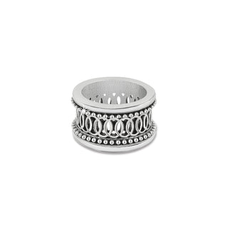Brighton Ferrara Siena Ring  is a silver ring with intricate design on a white background