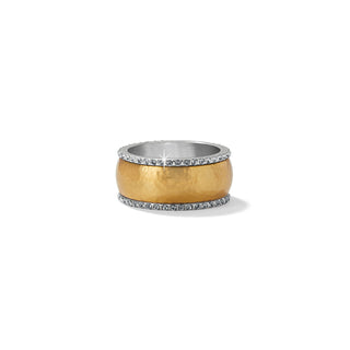 Brighton Meridian Geo Band Ring is a two-tone ring with a gold and silver band with crystal accents