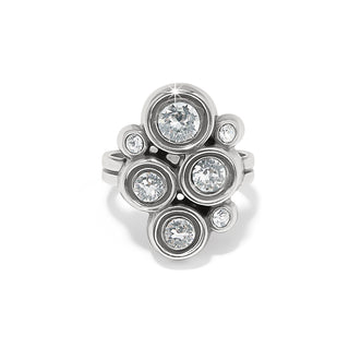 Brighton Constella Cluster Ring is a silver ring with multiple diamonds clustered together