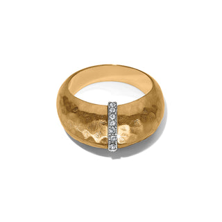 Brighton Meridian Geo Domed Ring is a domed shape gold ring with a diamond accent 