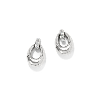 Brighton Meridian Orbit Post Drop silver hoop earrings with small diamonds