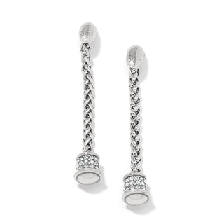 Brighton Meridian Ventus Post Drop Earrings is a pair of silver earrings with chain designs and crystal accents