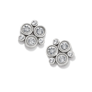 Brighton Constella Cluster Post Earrings is a pair of silver earrings with circular gemstone clusters. 