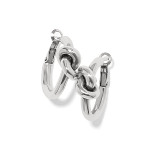 Brighton Interlok Single Knot Hoop Earrings is a pair of silver hoop earrings with knot detail 